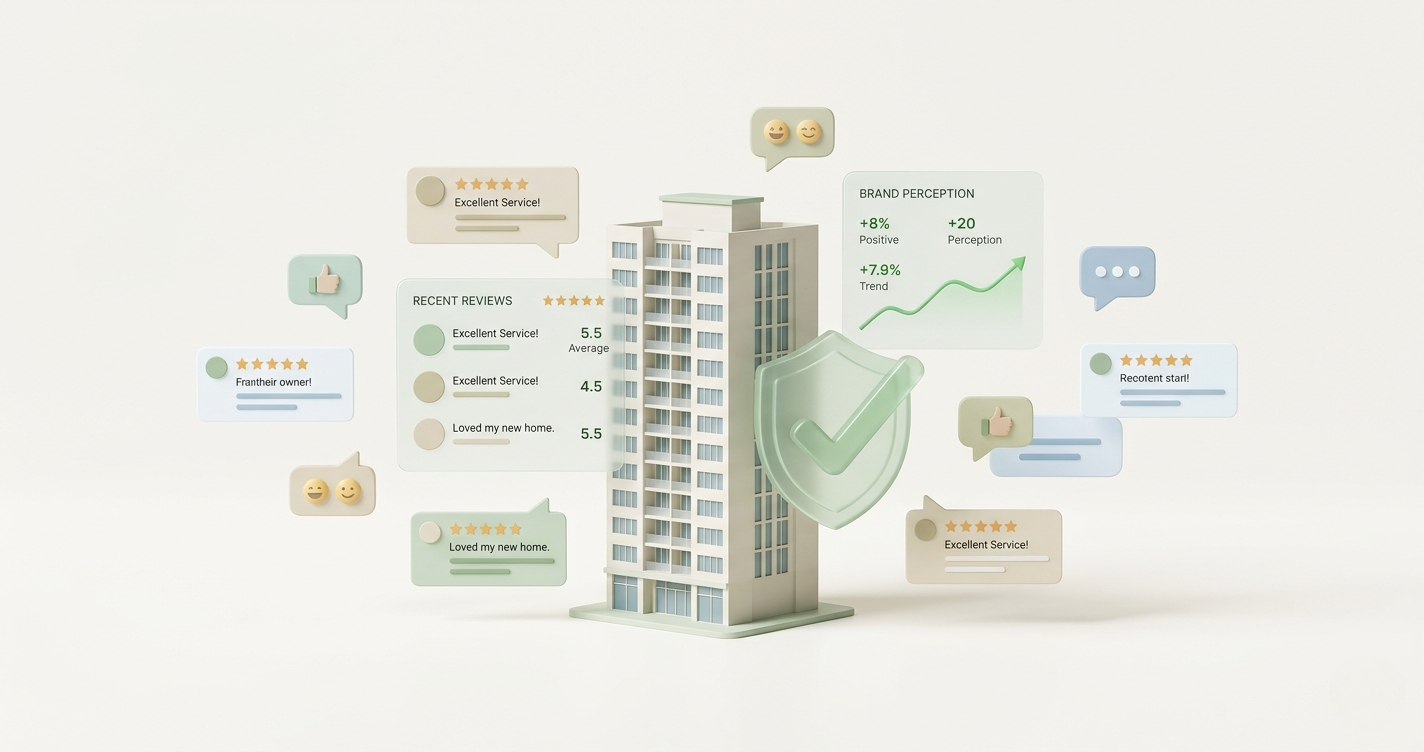 Real estate branding through PR visual showing credibility trusted brand publicity exposure and positive reputation